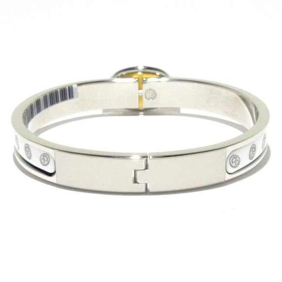Auth HERMES Mini Click Shane Dunkle - Silver White Gold Hardware Bangle - Picture 4 of 7